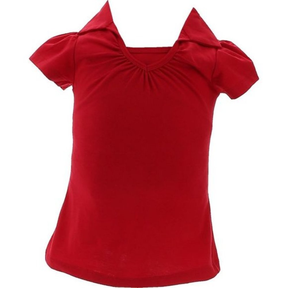 NWT CUTIE'S FASHION UNIFORM RED V-NECK SHORT SLEEVE POLO SHIRT 4